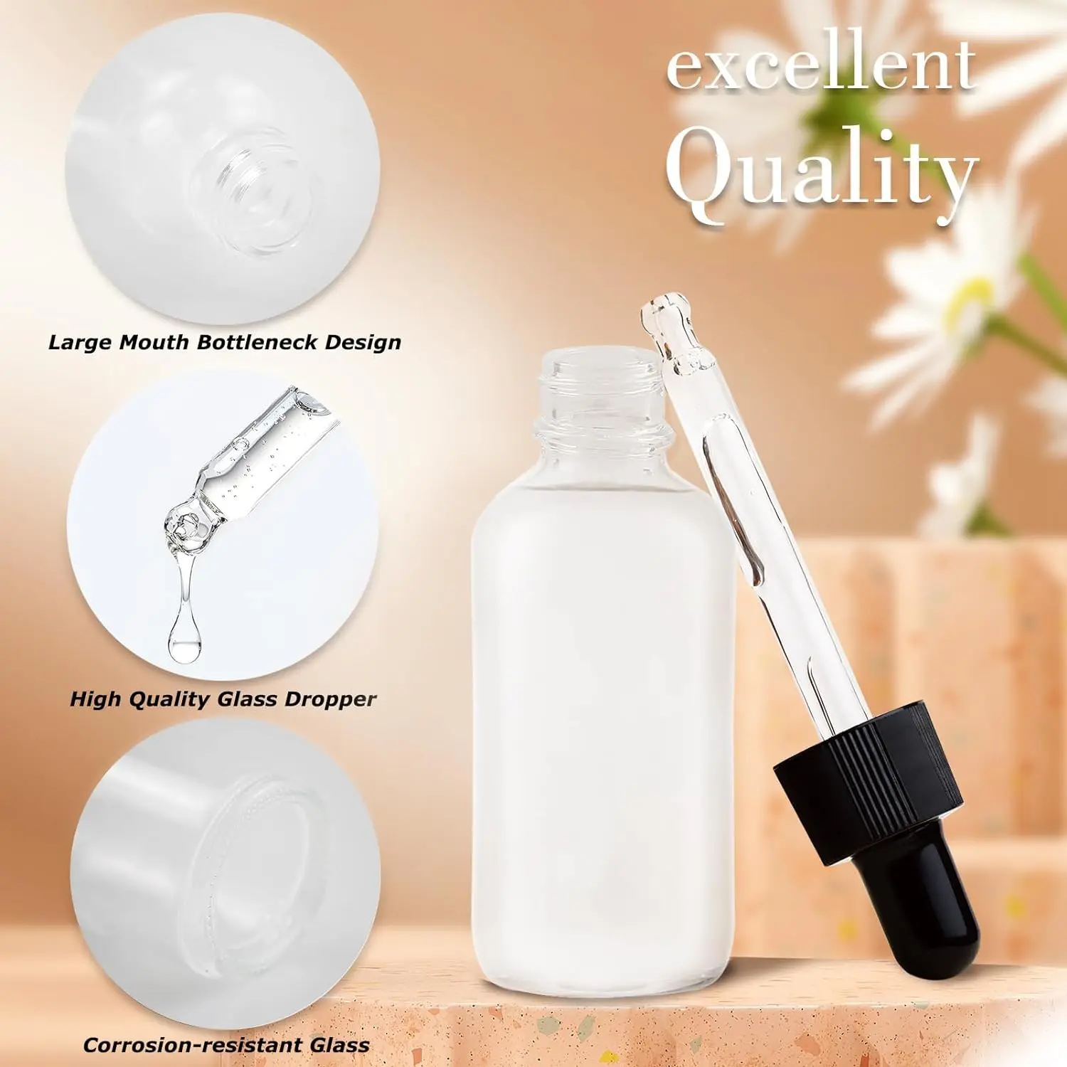 Hot Selling 1oz 30ml 50ml Transparent Glass Dropper Essential Oil Bottle Tincture Bottle with Dropper Pipettes