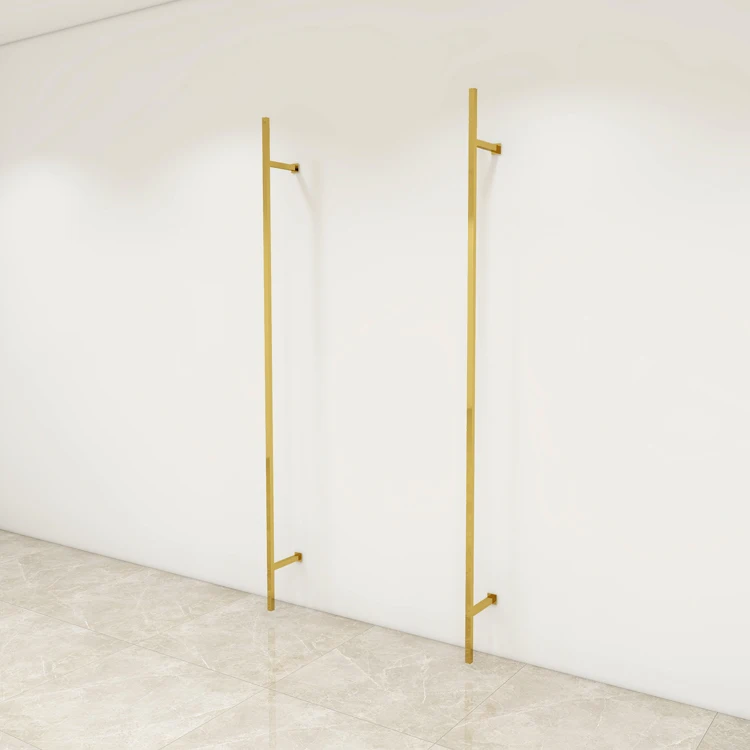 Commercial Gold Clothing Rack Pipe Clothing Rack Stainless Steel Display Rack For Wall Mounted