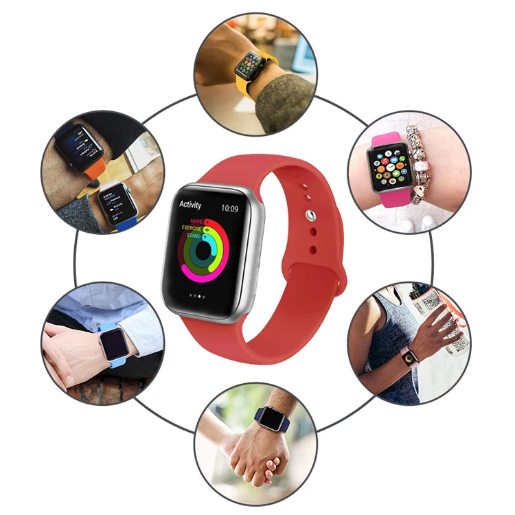 Резиновый силиконовый ремешок для смарт-часов Apple Watch 38 мм
