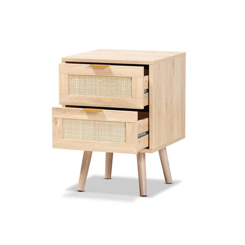 Производитель современной 2 ящиками тумбочке MDF деревянная спальная мебель из ротанга прикроватный столик