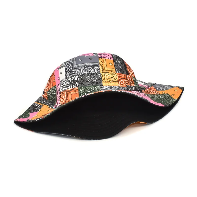  Oem/odm New Design Printing Wholesale Fisherman Hat Stitching Color Cashew Flower