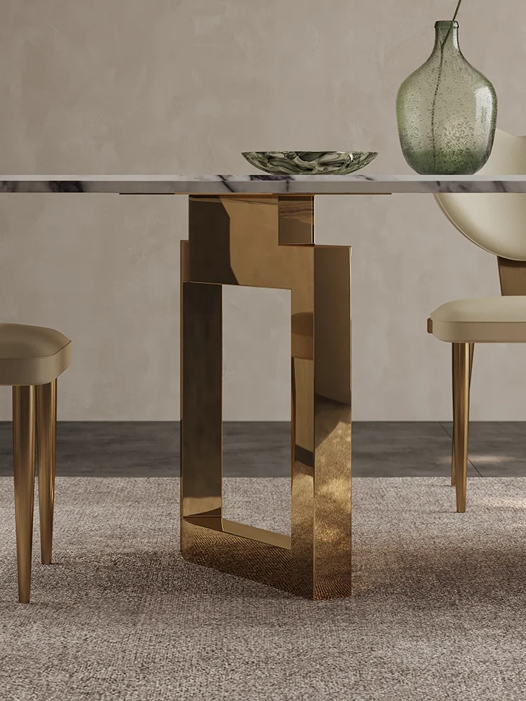 Factory Price Rectangle Dining Table For  For 6-8 People Sintered Stone Marble Top Modern Dinning Table And Chairs Set