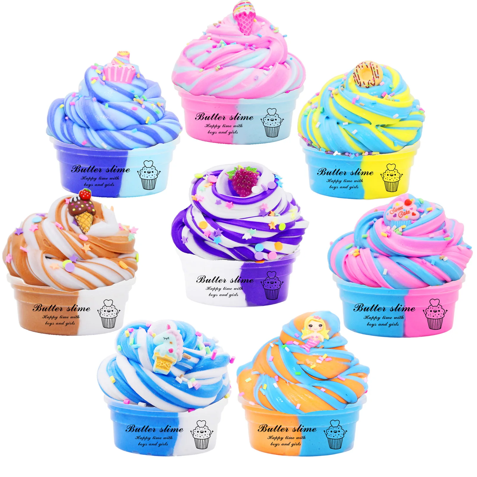 Slime Kit with 8 Pack Scented Slime Kit for Girls and Boys ,Super Soft and Non Sticky DIY Surprise slime charms