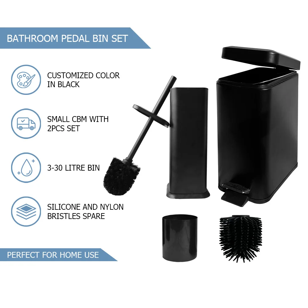 5L Bathroom Stainless Steel Foot Pedal Waste Bin Rectangle Shape 5L Garbage Bin Metal Foot Pedal Rubbish Bin