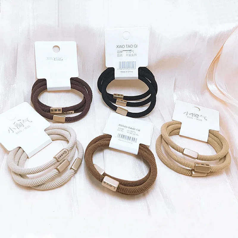 Japanese Korean style simple senior hairstyle scrunches elastic hair ties thick