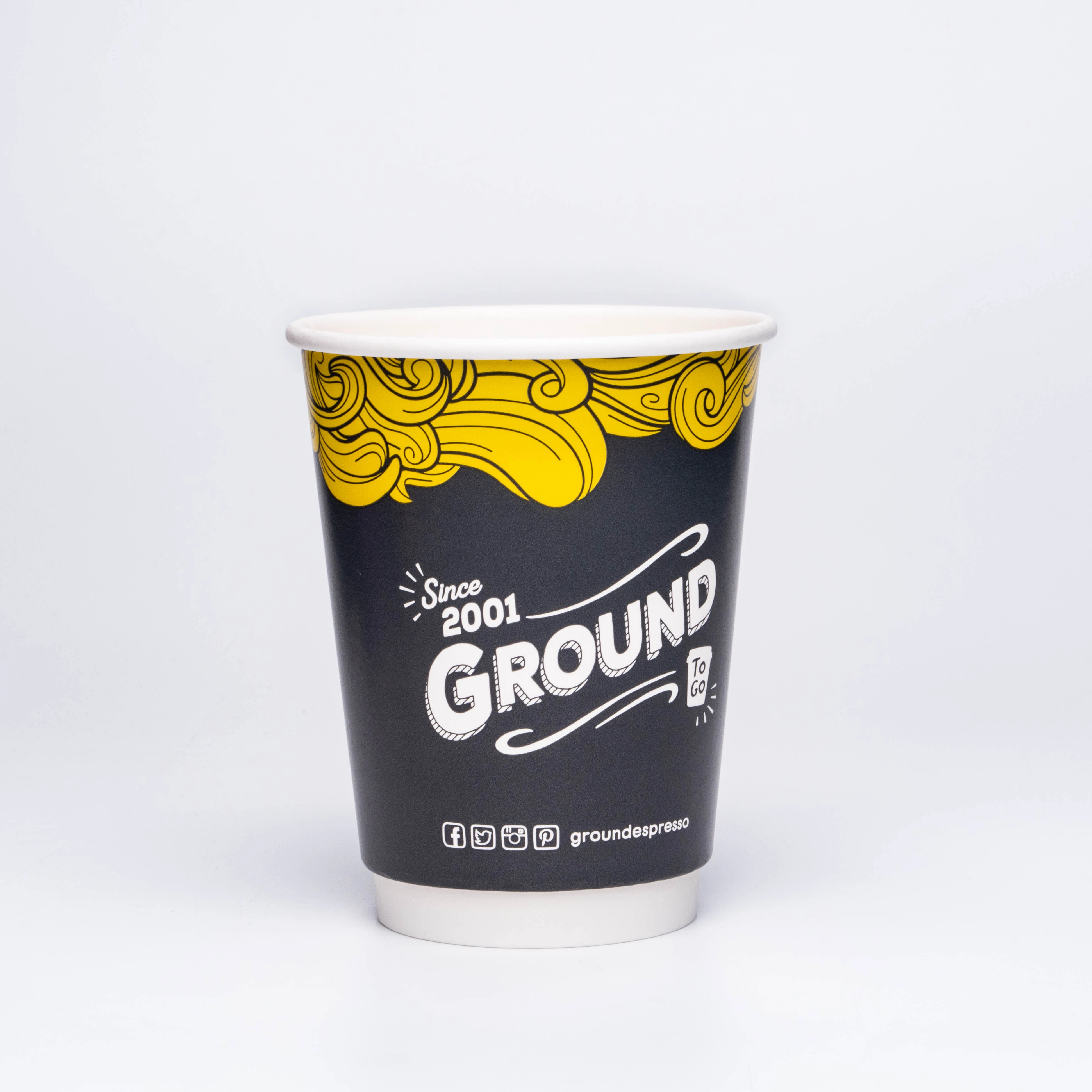 Carton cool custom disposable environmentally friendly double wall with lid to take away paper cup hot drink