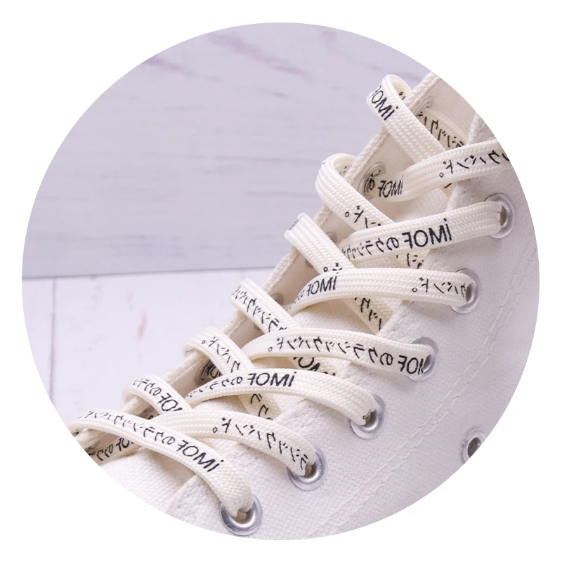 Weiou Manufacturer Printed Katakana Letter Printing Japanese Fashion Flat Shoe Laces For Jumpmans And 700,converses Shoes