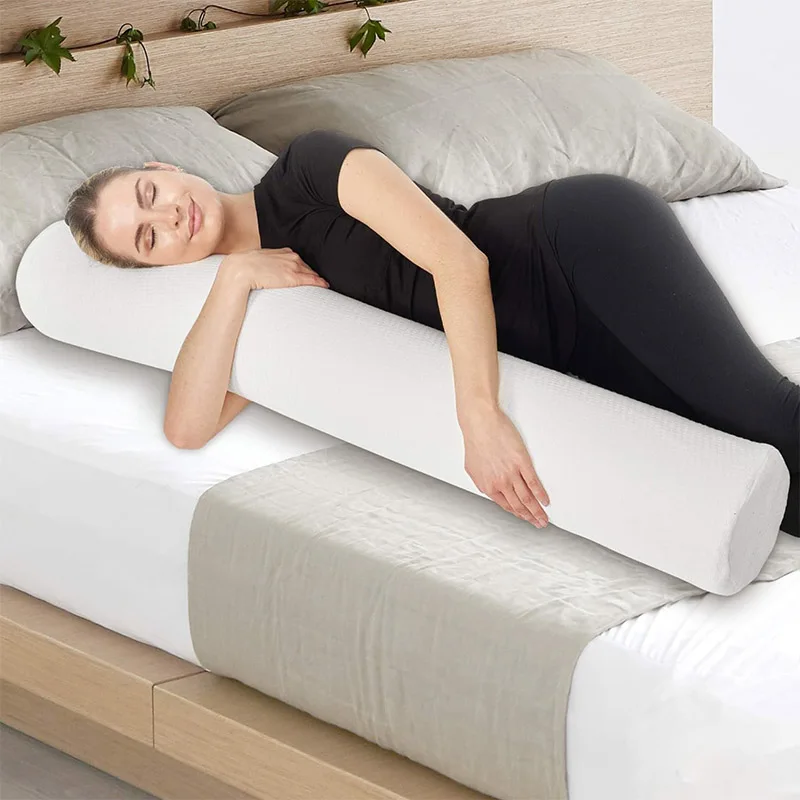 Ergonomically Designed Back Neck and Spine Relief Memory Foam Round Cervical Roll Cylinder Pillow