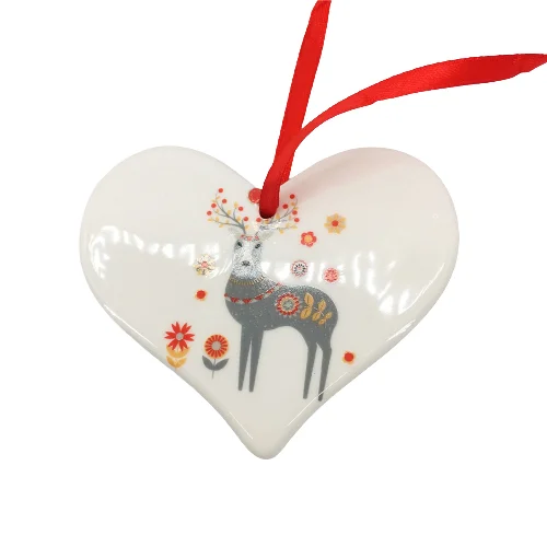 Ceramic Christmas Sublimation Two Side Printable Ornament for decoration