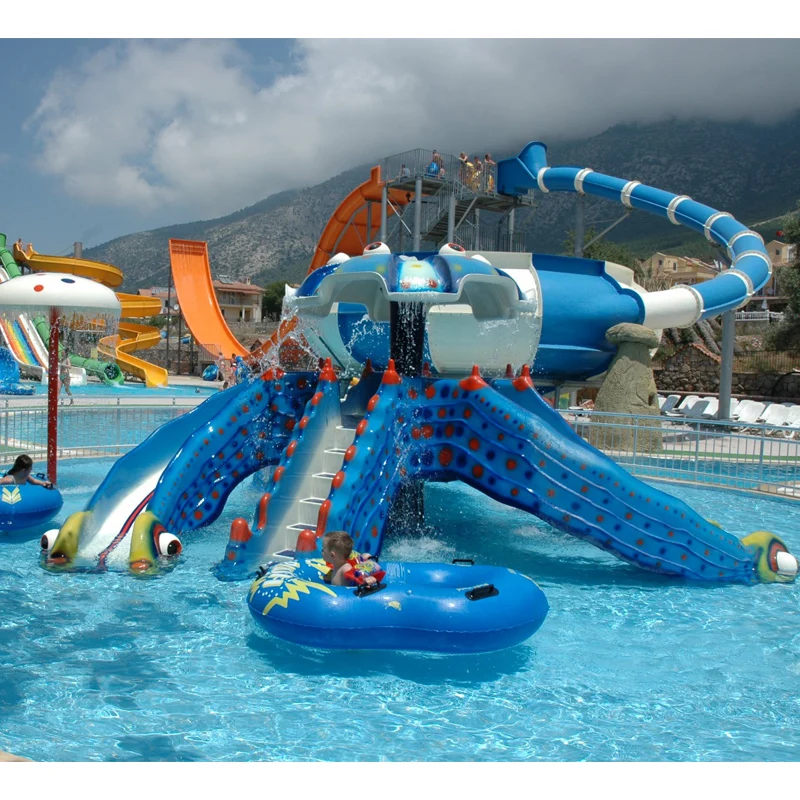 Cowboy Water Park Equipment factory wholesale Fiberglass Octopus water slide