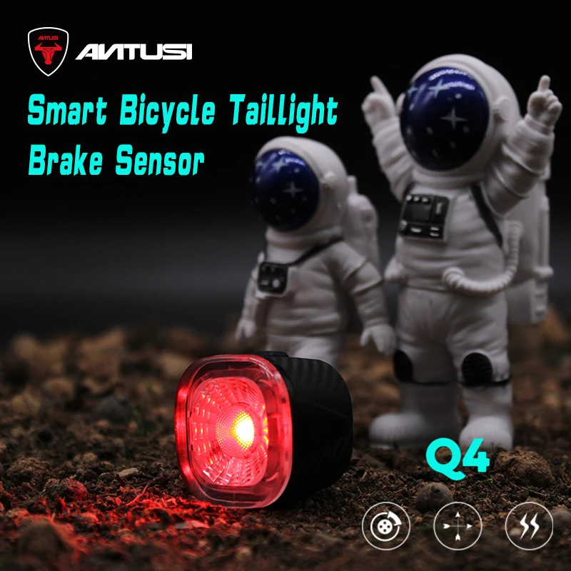 Antusi Q4 New Bike Tail Light 19g Brake Sensor Brightness Perception Bicycle Rear Light IPX6 Waterproof USB Rechargeable