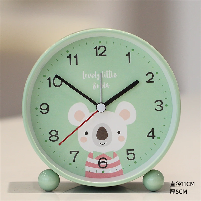 4 Inch Carton Cute Rainbow Early Childhood Education Alarm Clock Snooze Mute Kids Table Clock With Nightlight
