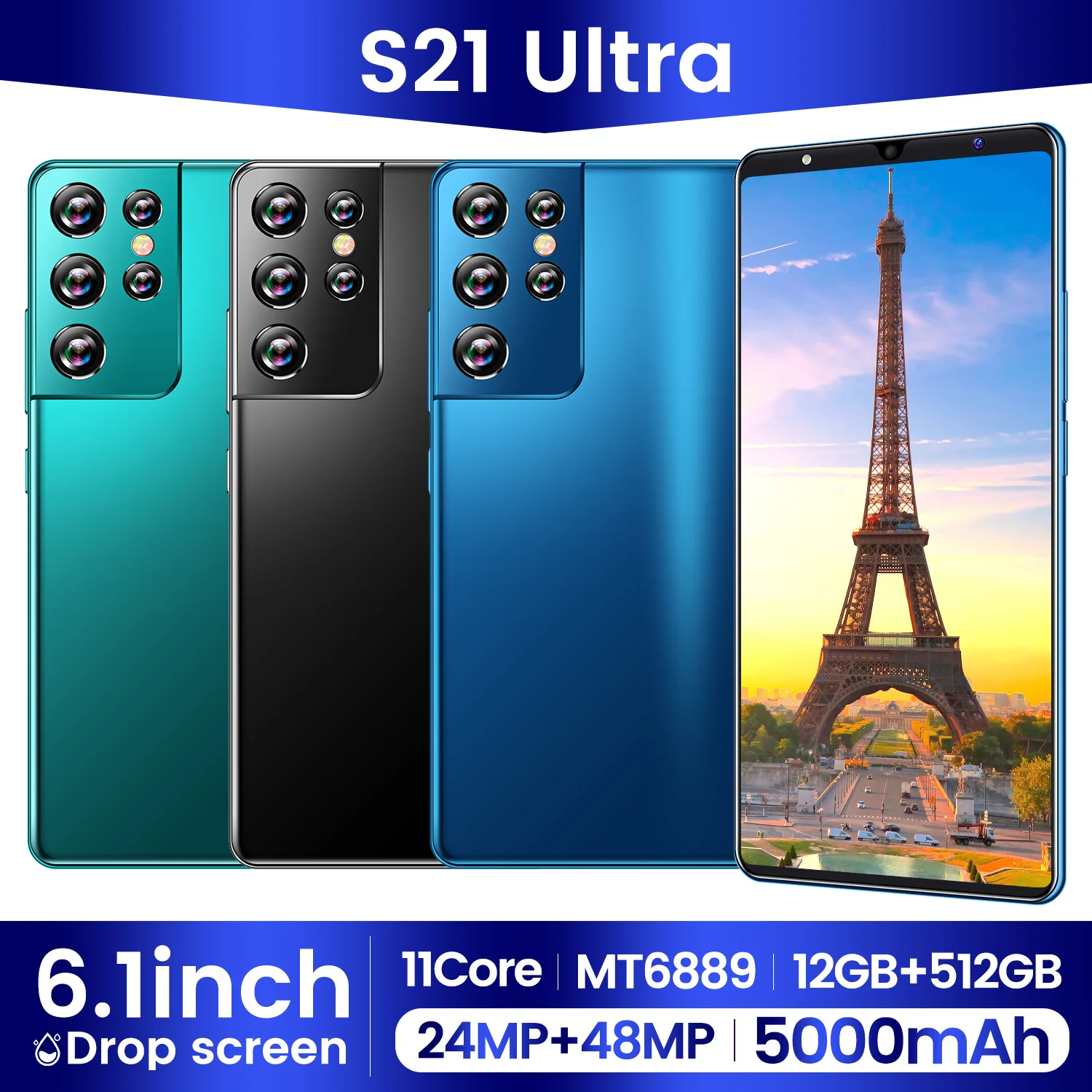 Hot selling unlocked smartphone wcdma gsm 5g network android mobile phones and cheaper 12gb ram 512gb rom smartphone