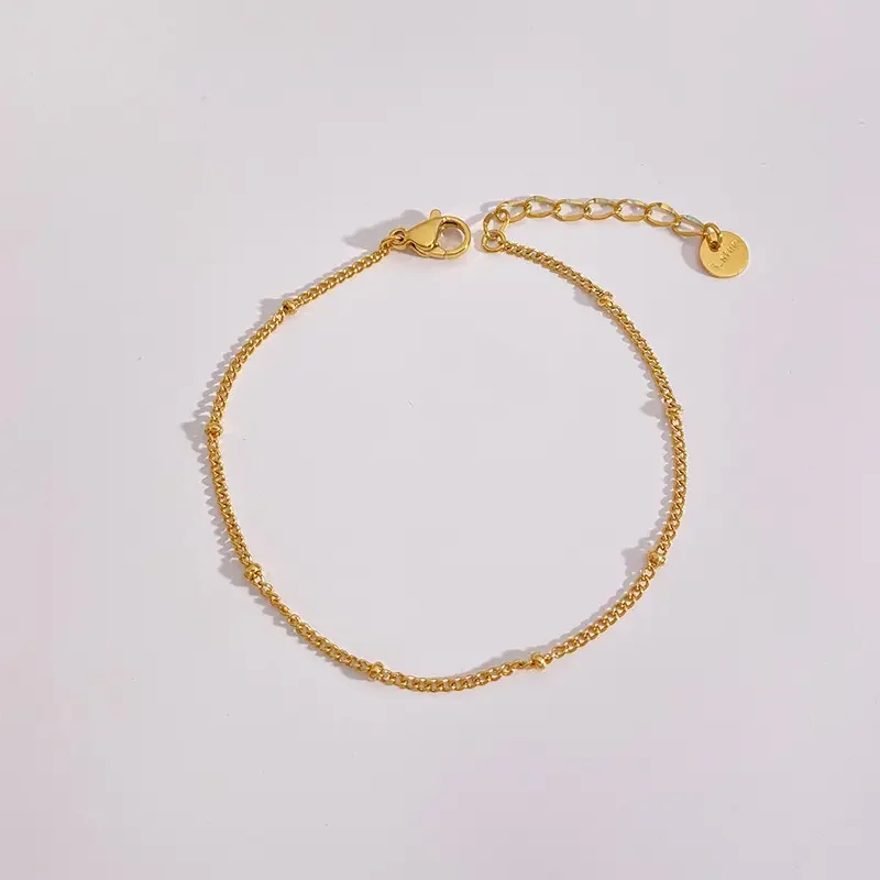 Wholesale pulsera de acero inoxidable PVD 18K Gold Plated Dainty Twist Figaro Snake Paper Clip Chain Bracelets For Women