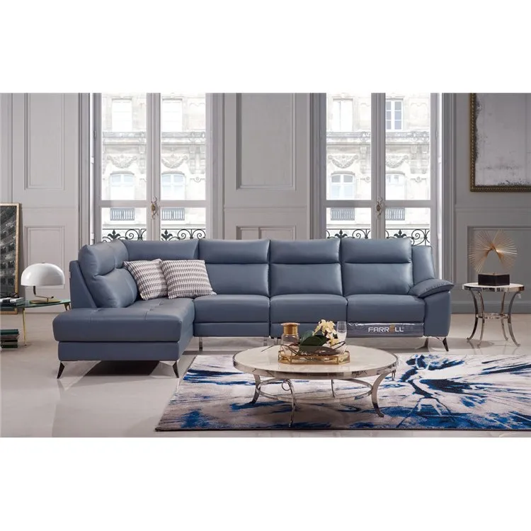 High end l shape living room furniture modern design recliner genuine leather sofas