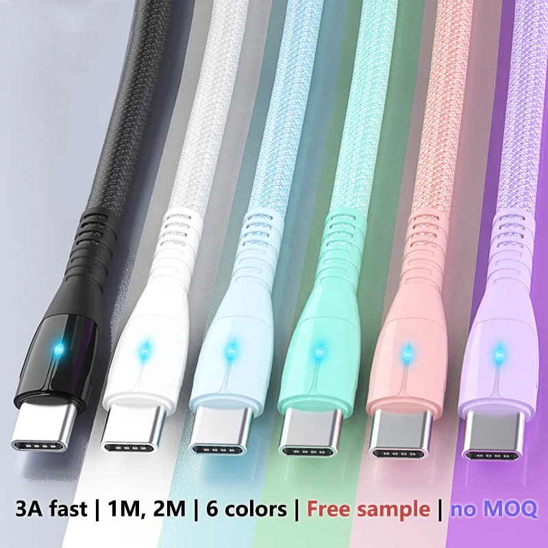66W Fast 3A Nylon Braided Date Cable V8 Micro USB C Mobile Charger Cable