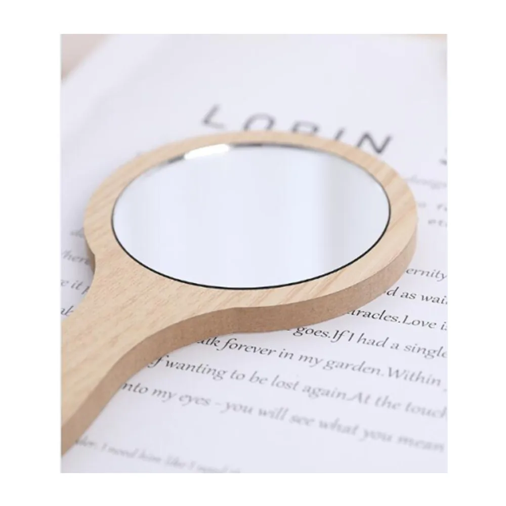YRX S002 Hanging Makeup Mirror HD Cosmetic Wooden handle Mirror Personalized Handheld Mirror