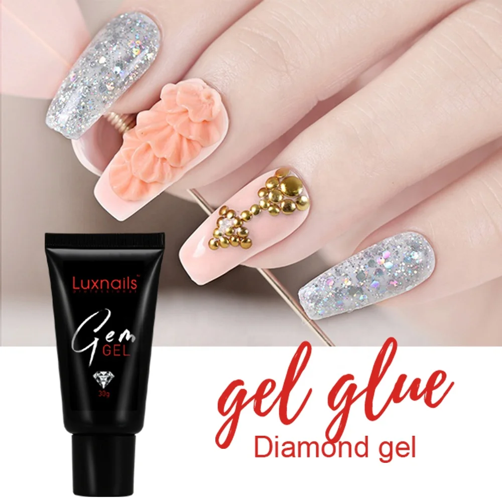 professional wholesaler long-lasting Customized private label is available UV LED 30g gel polish in tube diamond  on gel glue