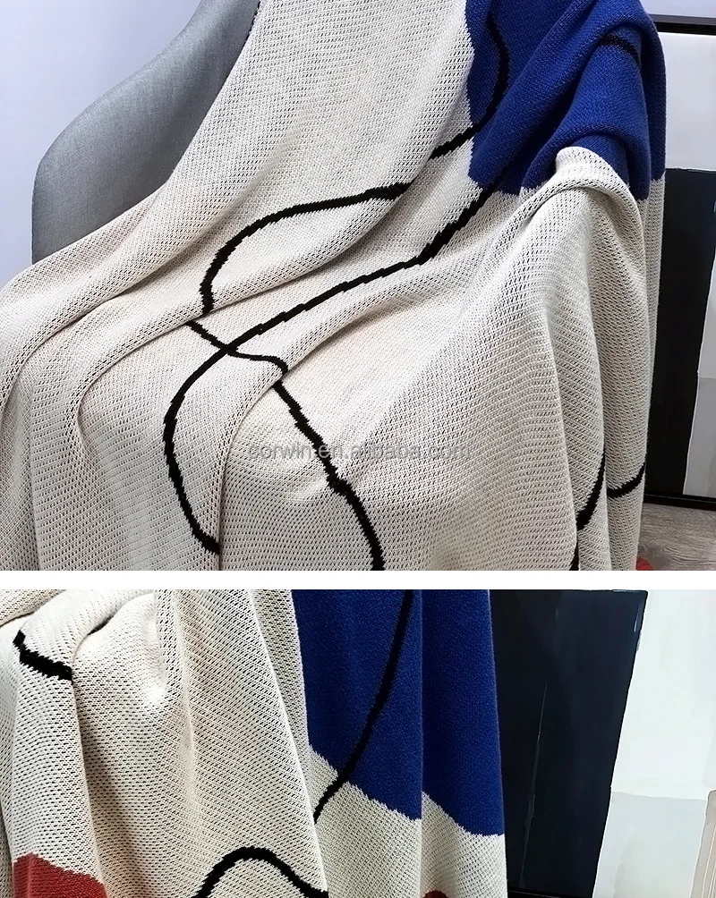 knit blanket geometry pattern blanket for bed  nordic throws