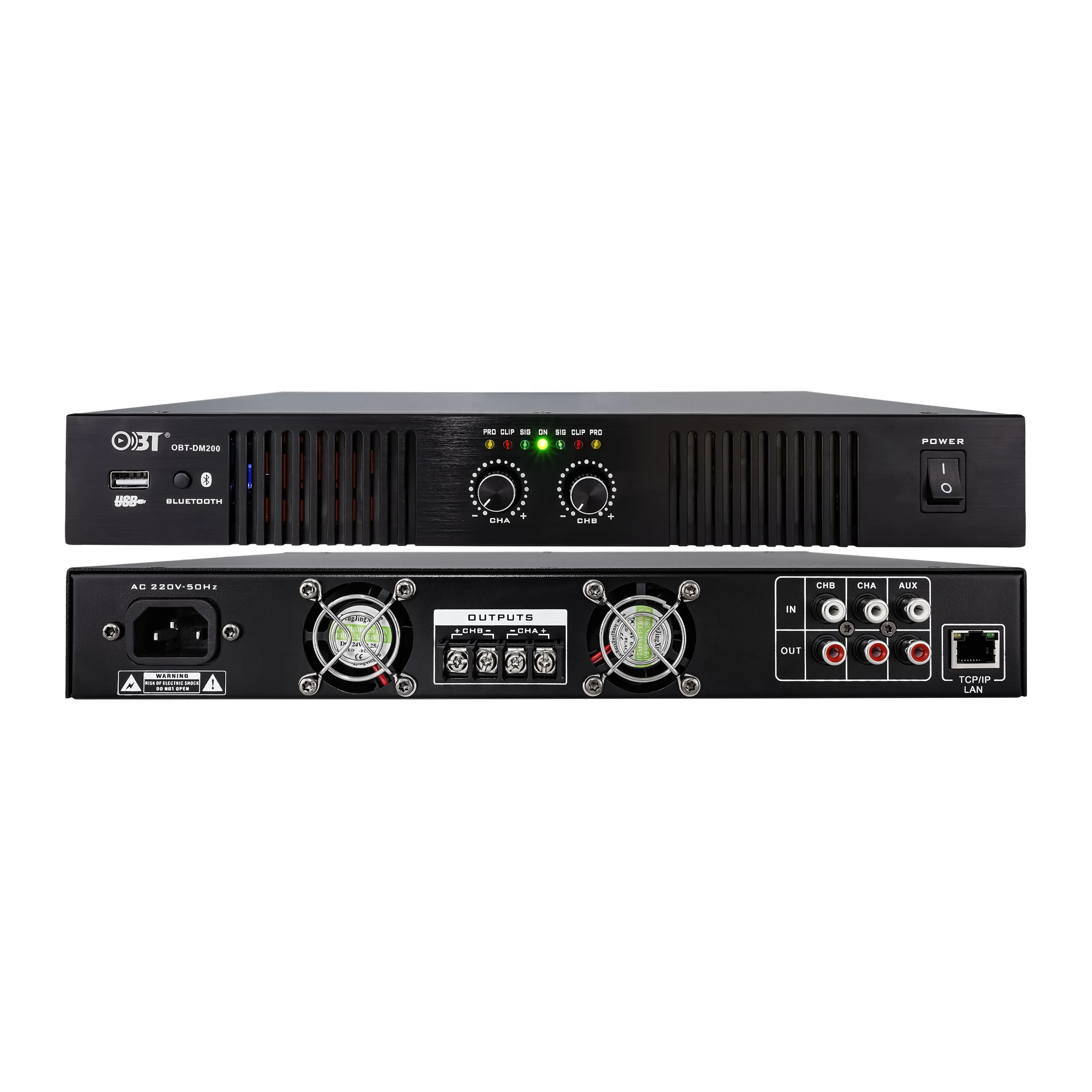 OBT-DM200 высококачественный усилитель мощности звуковая система мини 1u панель цифровой 250 Вт * 2 интеллектуальный