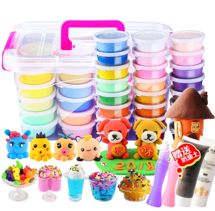 
2019 factory 24 color Non-toxic children educational diy toys super light air dry clay 
