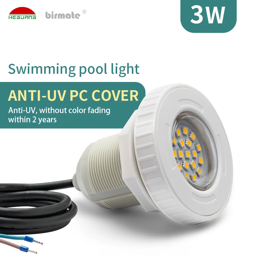 12V AC/DC 3W Warm White ABS Plastic IP68 Waterproof Vinyl hot tub spa swimming pool Lights