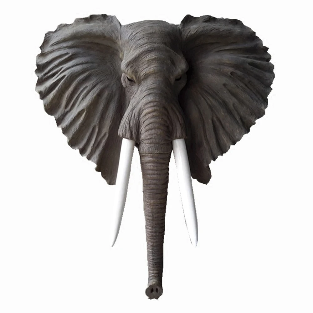 Customized life size fiberglass hanging props fiberglass resin elephant head for wall decor
