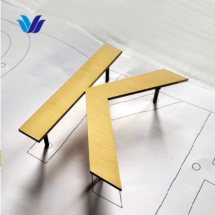Hongsen Led Signage Outdoor Custom 3D Illuminated Gold Brass Letter Sign