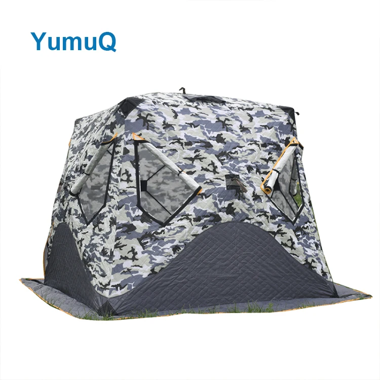 YumuQ 200cm Easy Pop Up Ice Fishing Tent Shelter, Thickened Insulation Windproof 6 Person Ice Fishing Tent