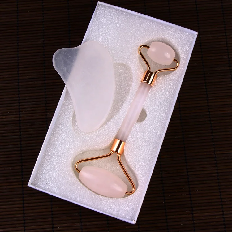 The rose quartz massage roller is used jade roller for face facial