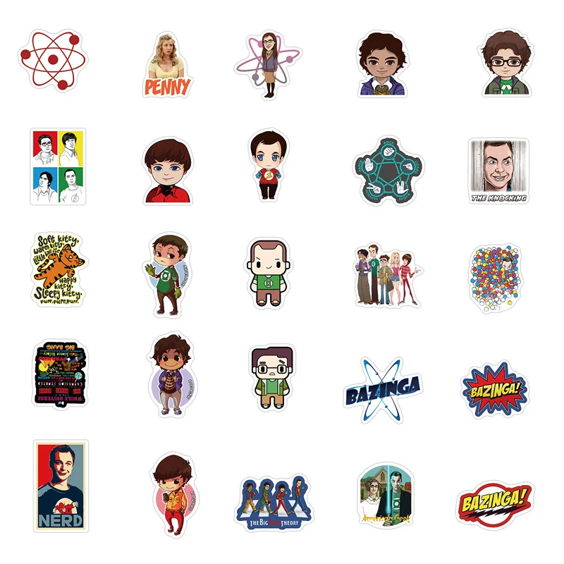 100Pcs The Big Bang Theory Stickers Classic TV Show Sticker for Teens Adults Water Bottle Skateboard Luggage Decorations