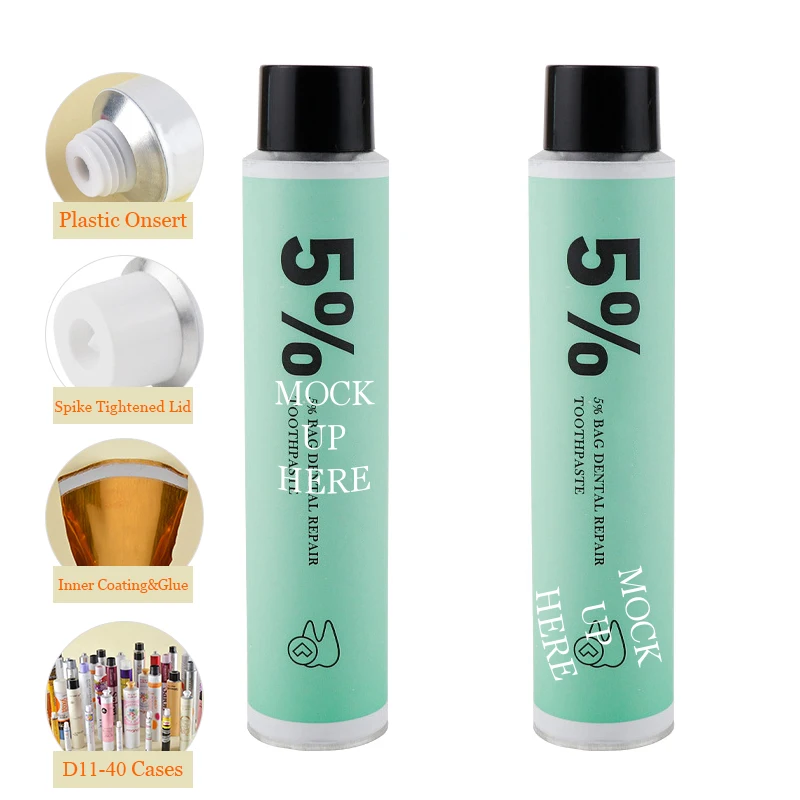 Custom Cosmetic Aluminium Tubes Black Empty Pure Aluminum Toothpaste Tube For Toothpaste Tooth Paste with Screw Cap