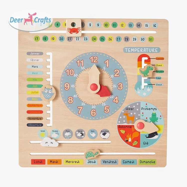 New arrival preschool learning cognitive season time/month wooden calendar toy for kids DF09028