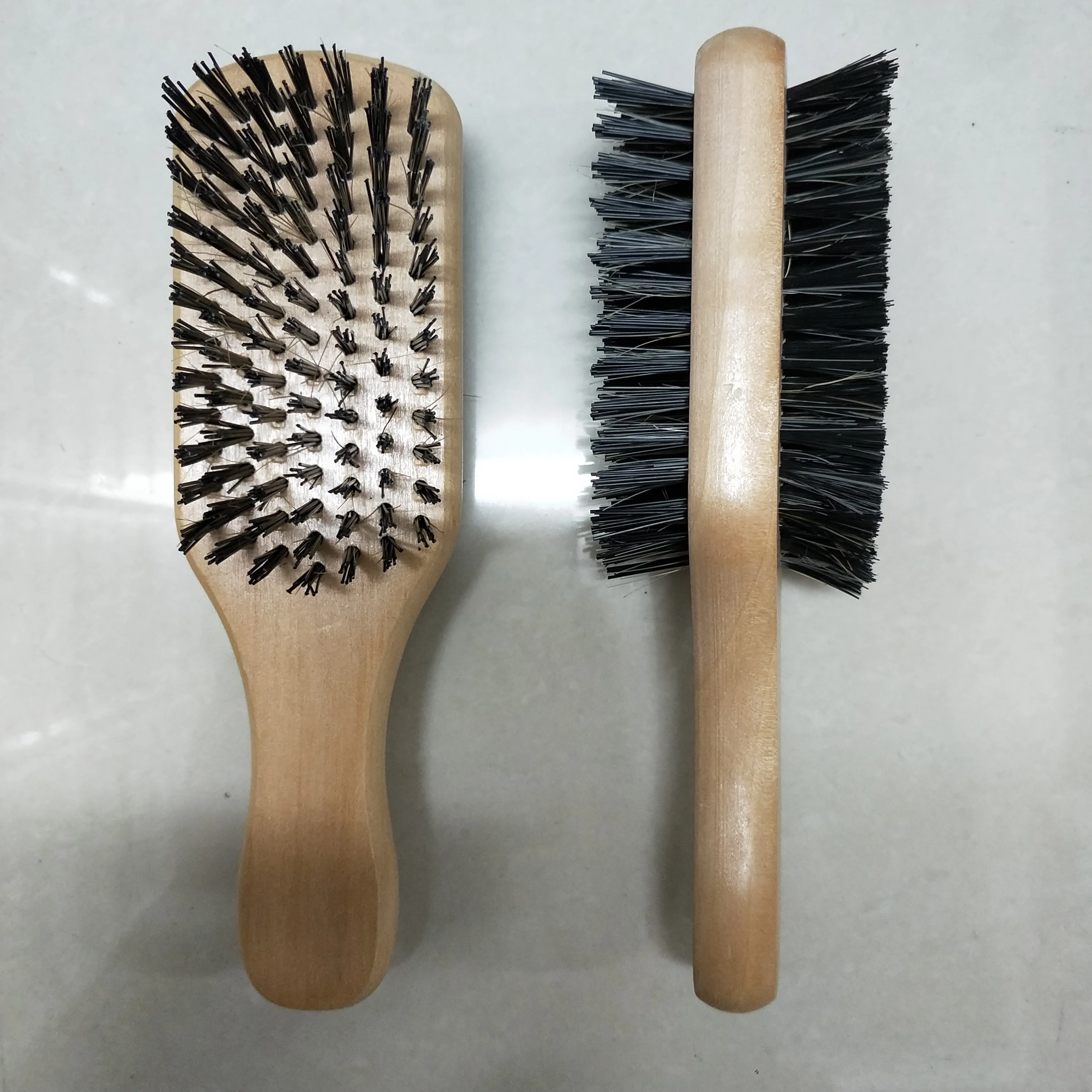 professional wood wave brush with firm or soft bristle laser logo for hair beauty style salon custom blister card massage