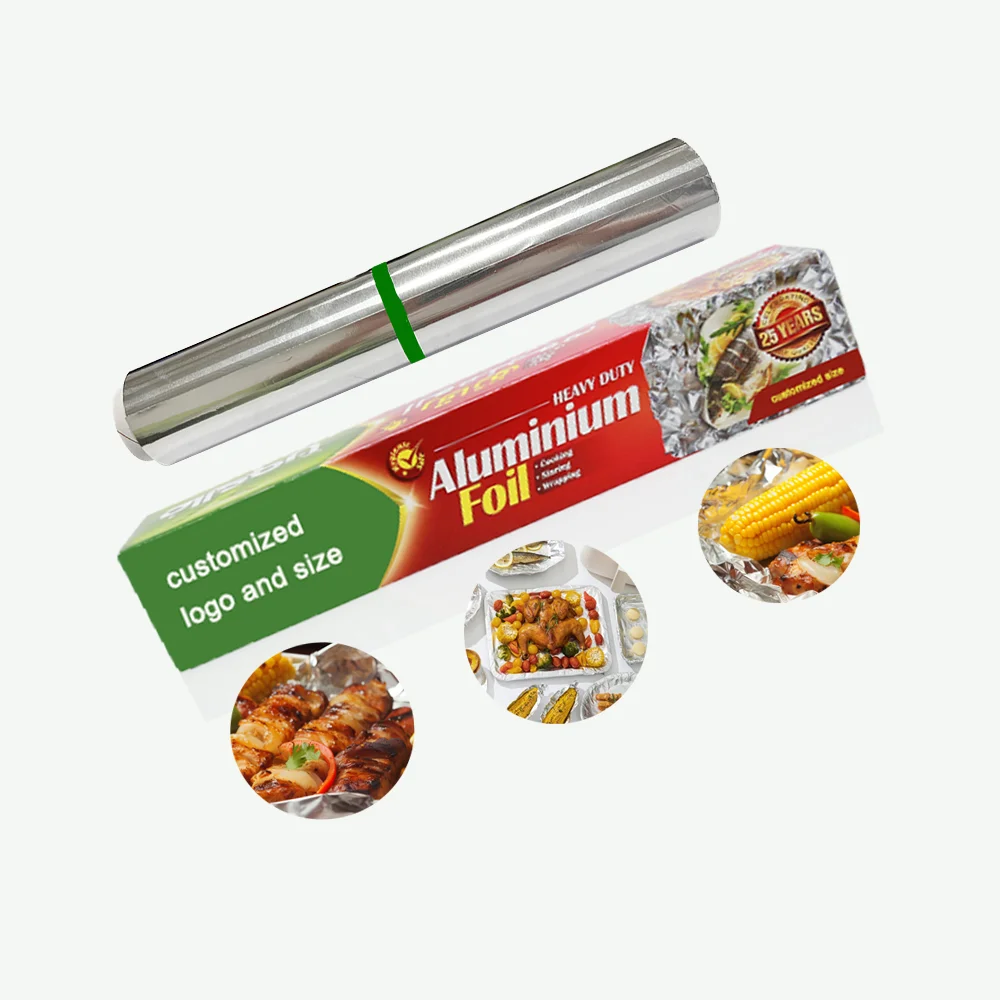 Customize Heavy Duty 200SQ.FT Aluminum Foil 11 12 15 18mic 45cm 30cm Aluminium Foil Paper For Household Baking Roasting