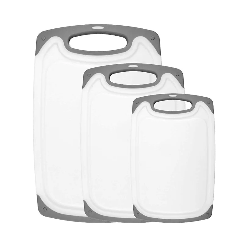 Amazon hot sale 3pcs plastic cutting board set reversible durable cutting board of 3  dishwasher  safe non slip cutting boards