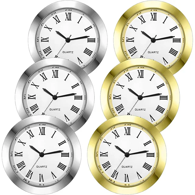 1.5 inch (37 mm) Round clock insert clock face for crafts Mini clock with Roman numerals fit 1.4 inch diameter hol