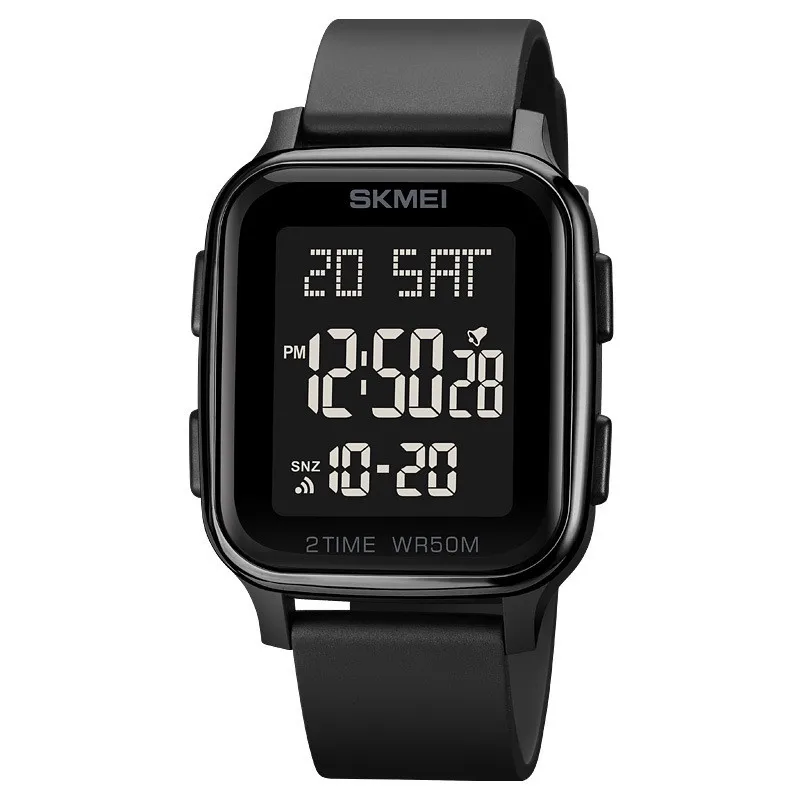 OEM Skmei 1858 Fashionable Black Personalized Trendy Sports Hot Selling Electronic Watch Square Waterproof Digital Watch
