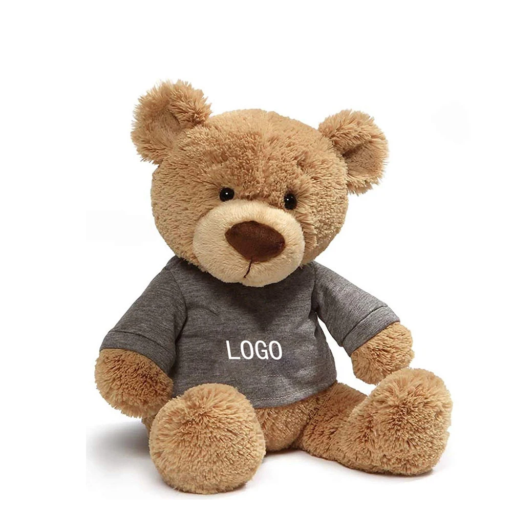 Plush Stuffed teddy bear with custom t-shirt Soft Custom Logo Soft Teddy Bear