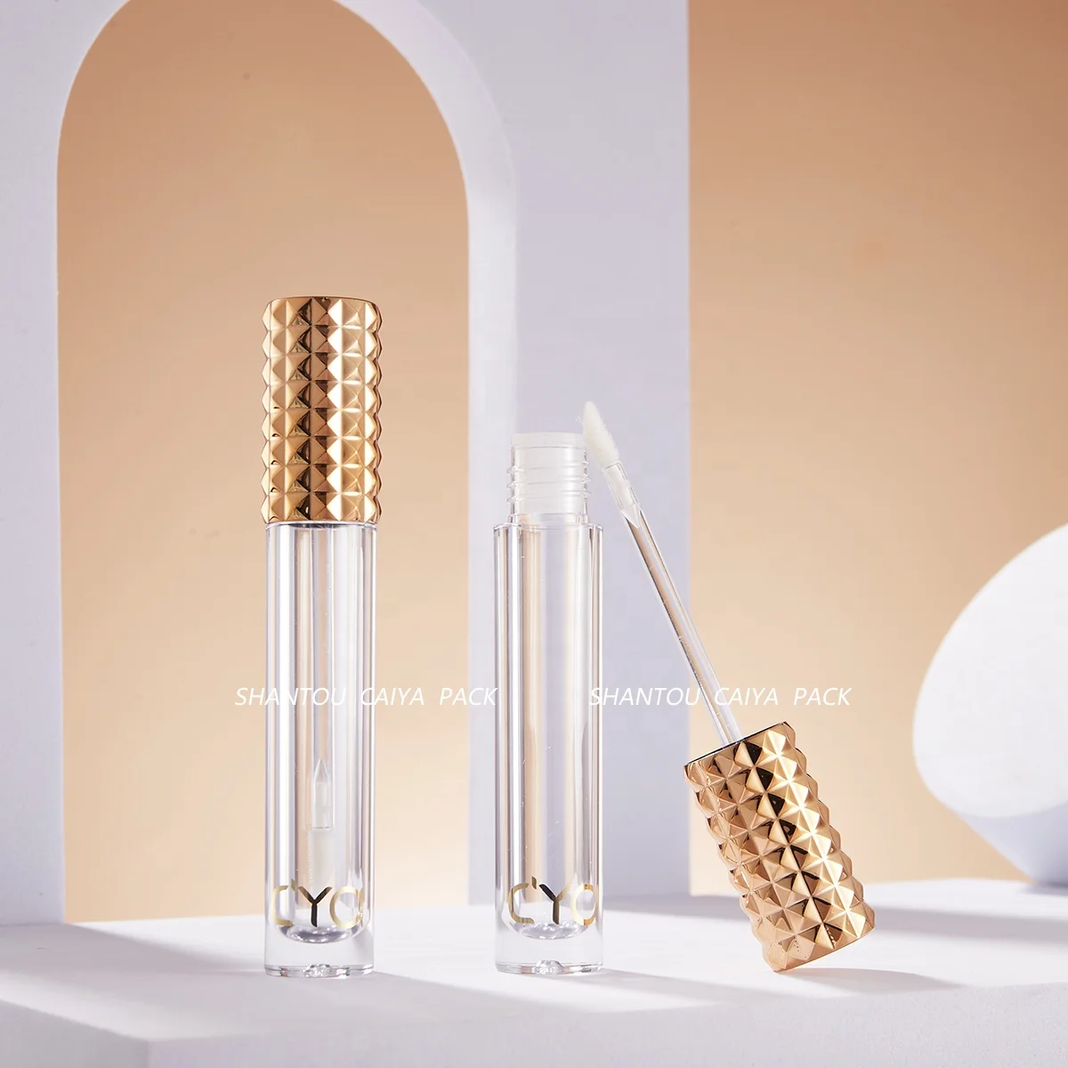 Make Your Own Lip Gloss Container 6ML Empty Lipgloss Tube Custom Logo Cosmetics Packaging Gold Liquid Lipstick Blush Tubes