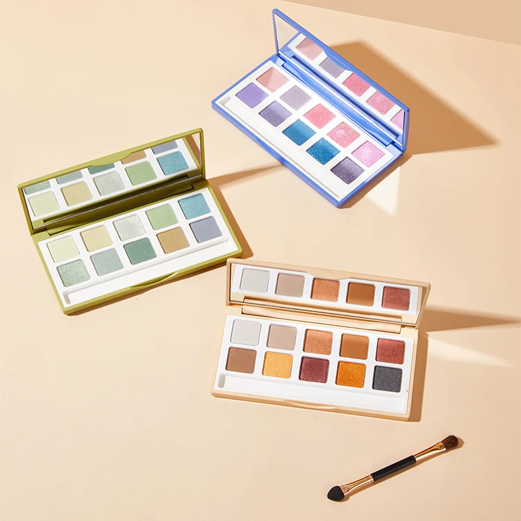Guangzhou Cosmetic 10 Colors Matte Custom Logo Shimmer Eye shadow Pallette natural Vegan Makeup Eyeshadow Palette