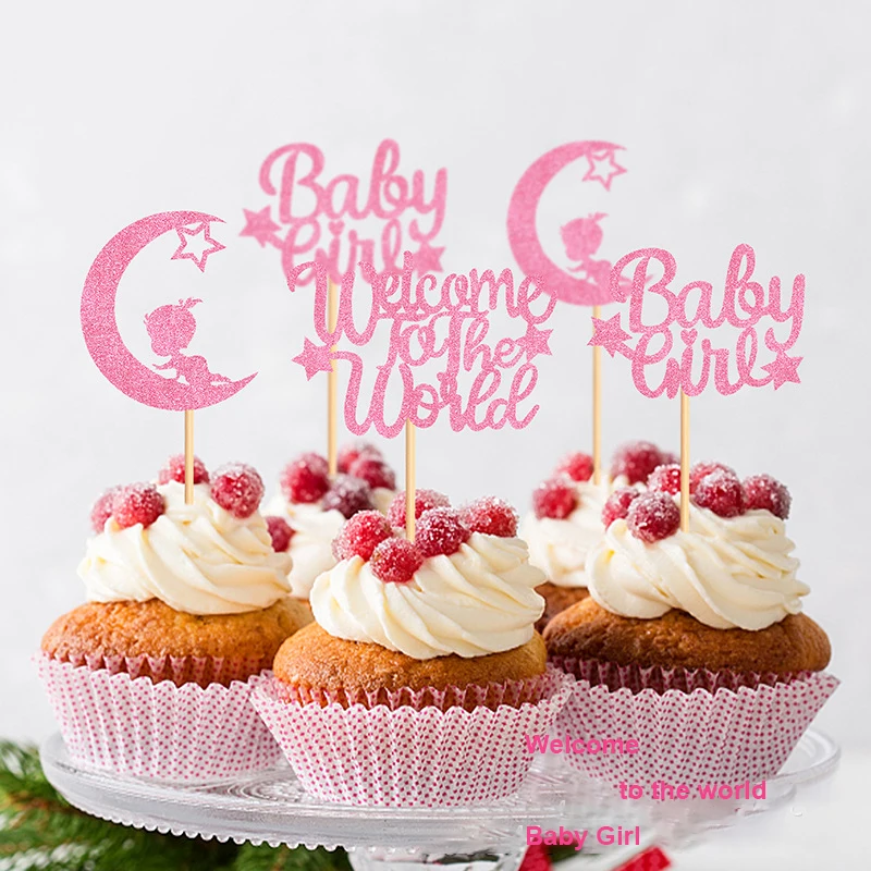 Welcome to the world baby boy 12pcs baby shower cake topper baby shower decorations for boy