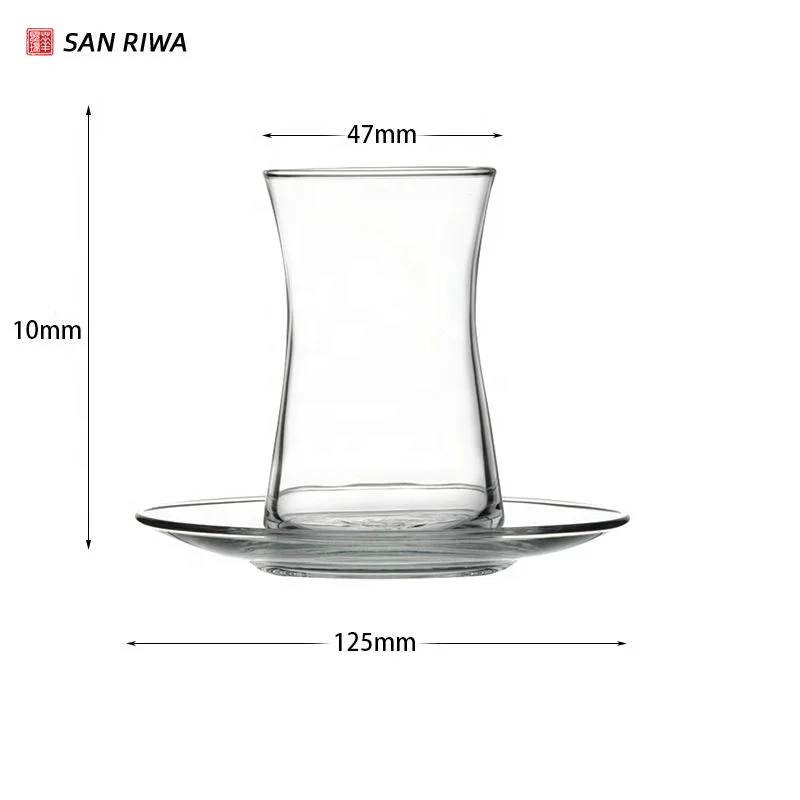 Turkish Tea Glasses and Saucers Set High Borosilicate Glass Arabic Persian Tea Cups (4oz/120ml)