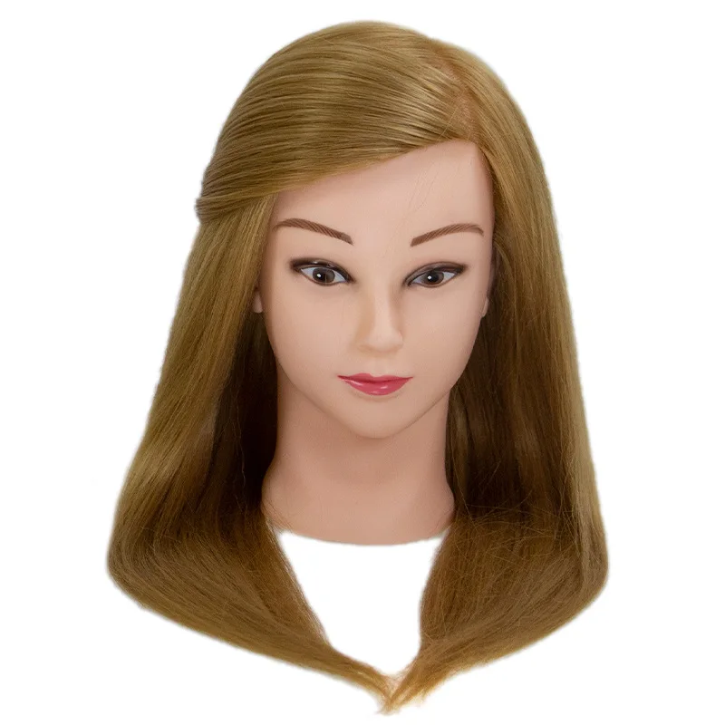 Real Hair Blonde Color Gold Blonde 27 Mannequin Head Hairdresser Training Head Manikin Cosmetology Doll Head