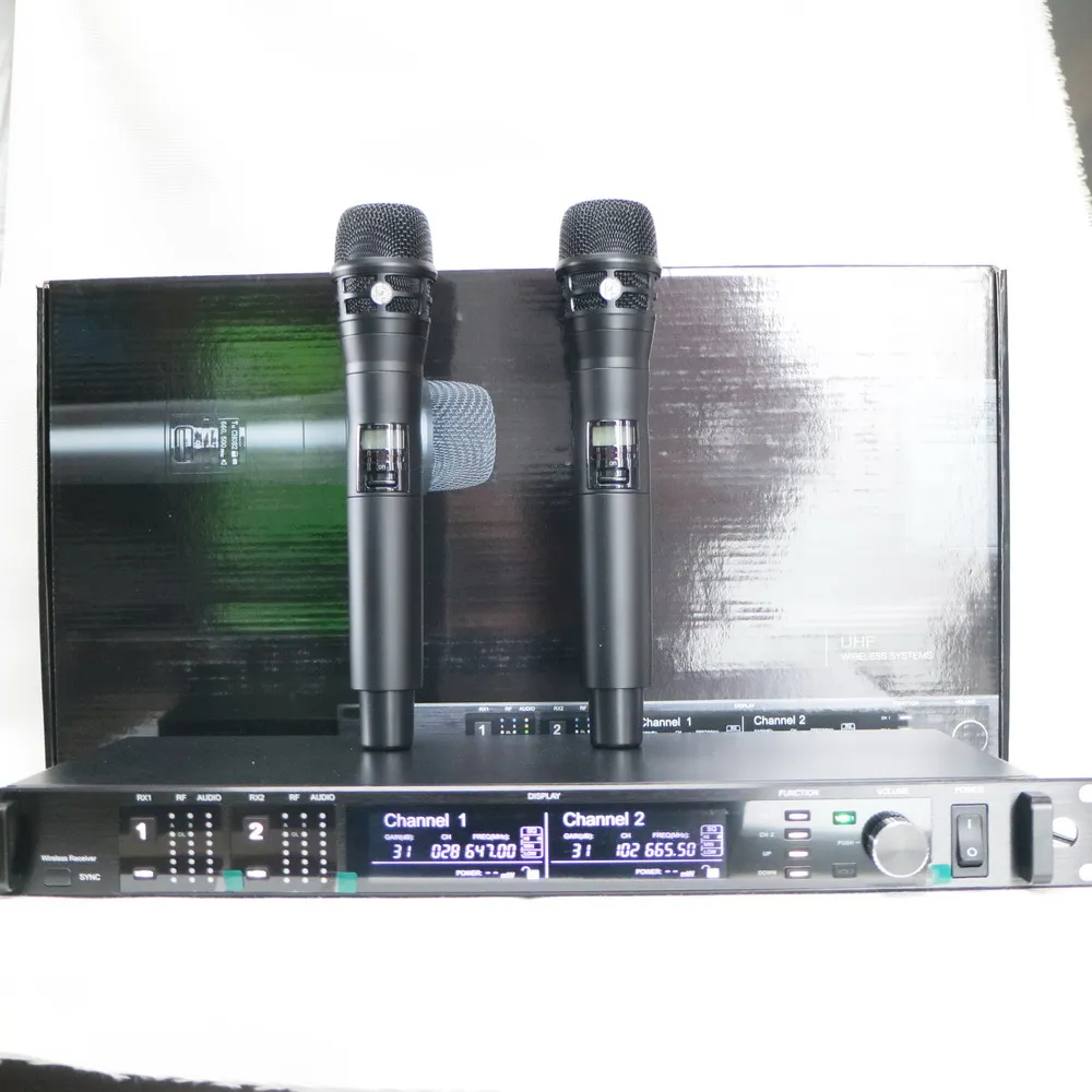 Заводская цена UHF Цифровой беспроводной двухканальный AD4D ручной микрофон DJ Караоке сценический