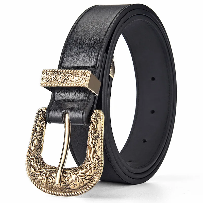 RW European American Hot Sell Women Gold Silver Pin Buckle Belts Lady Retro PU Leather Waist Belt Female Jeans Casual Dress Belt