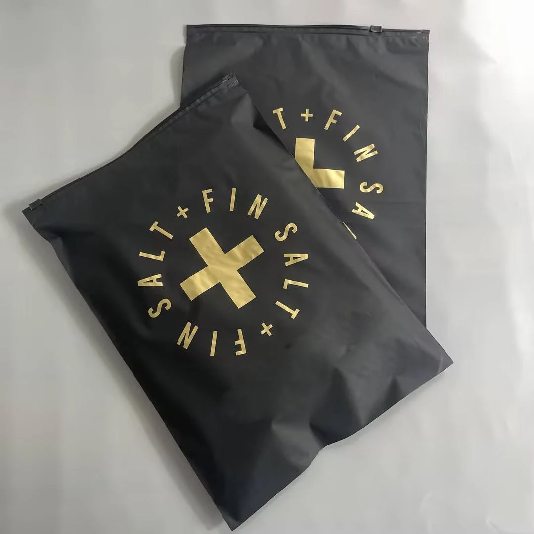 Custom Frosted Black Zipper Bag with Valve Sealing Handle Embossed Luxury PVC and PE Plastic for Clothing and Underwear