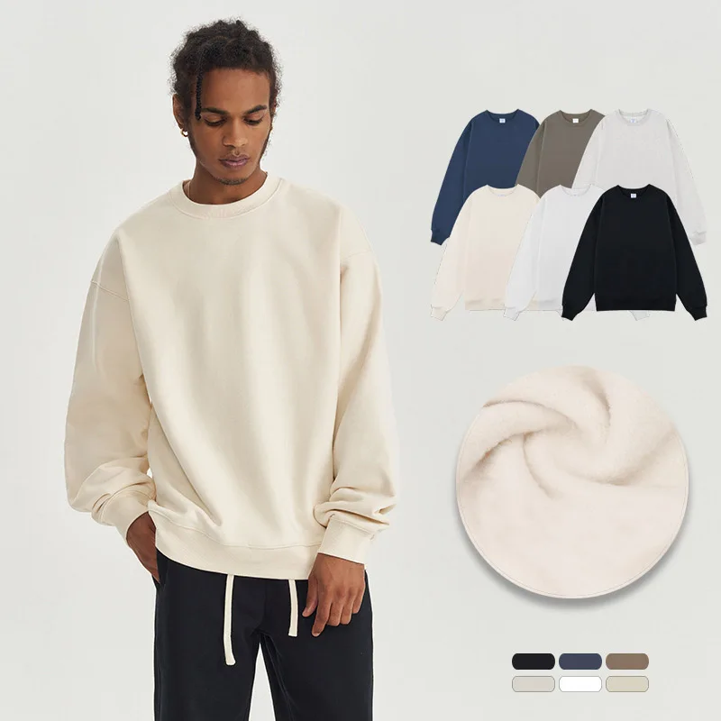 Винтажный Большой пуловер 450 GSM 100% хлопковые толстовки с круглым вырезом капюшоном