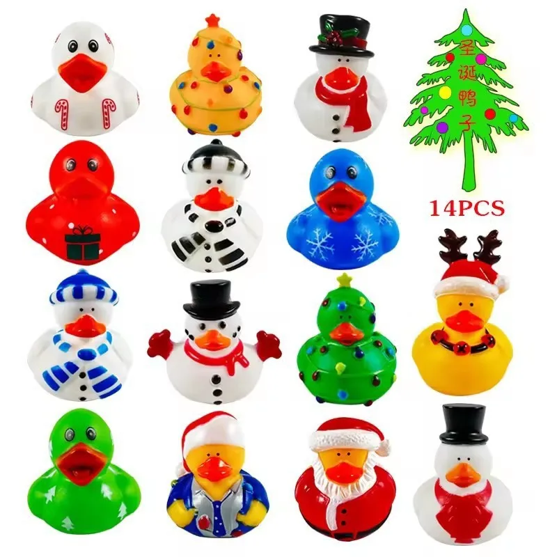 Creative Bath Toys Holiday Christmas Duck and Snowman Pinching Screaming Shaped Duck Lovely Water Gift for Baby & adult