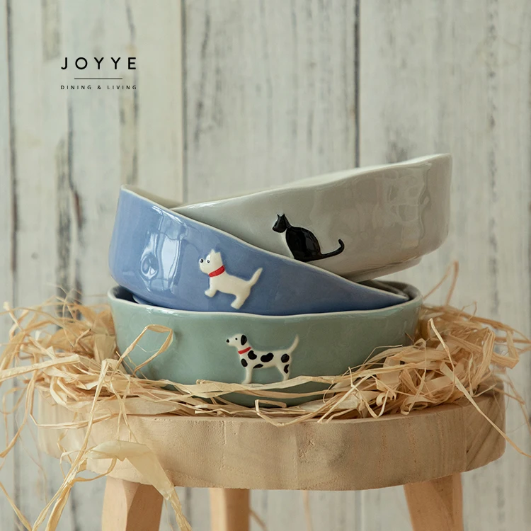 JOYYE Great Value Combo Cat and Dog Ceramic Pet Bowl Set Perfect Pet Gift for home / friends